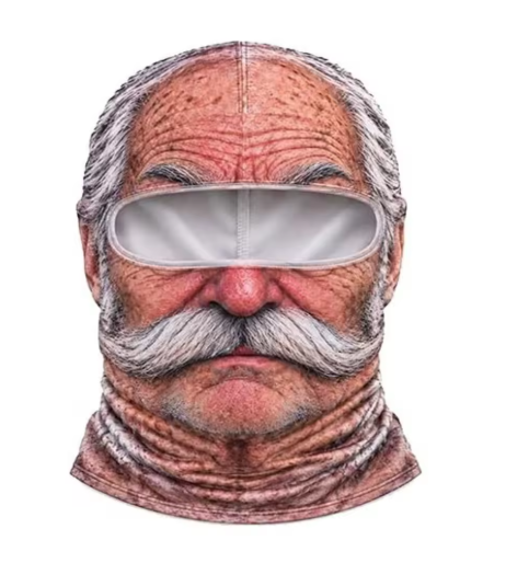 Śmieszna Kominiarka 3D z Nadrukiem Twarzy Dziadka / Brody – Kominiarka Narciarska i Rowerowa (Funny Balaclava)